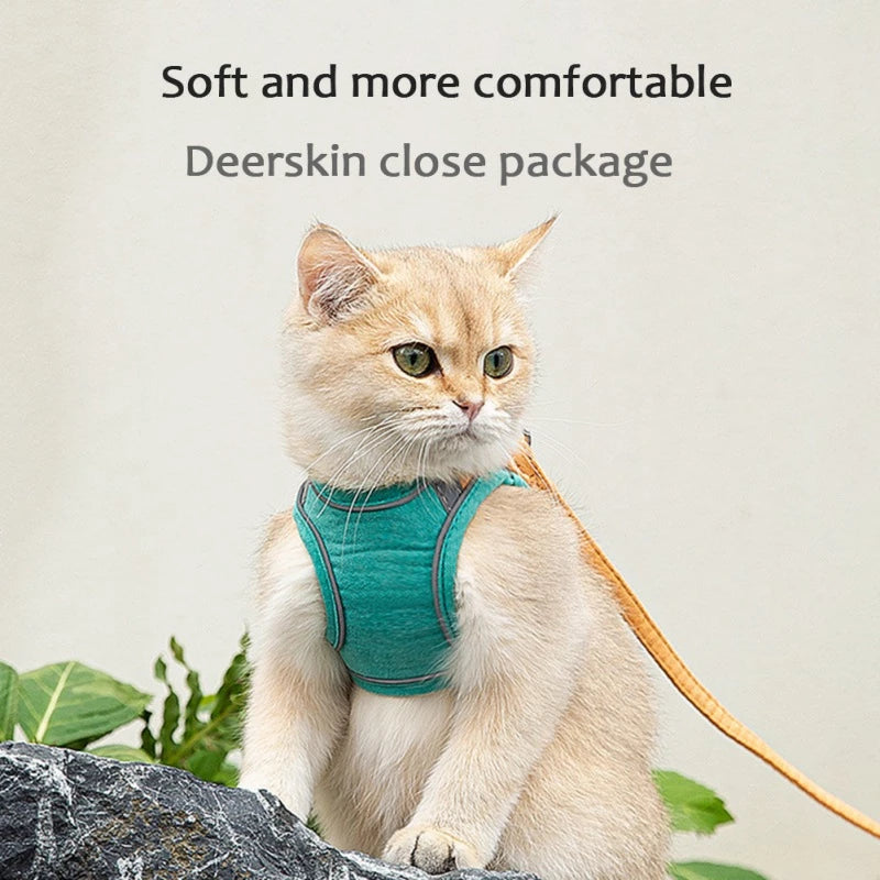 Reflective and Adjustable Cat Harness With Leash Set